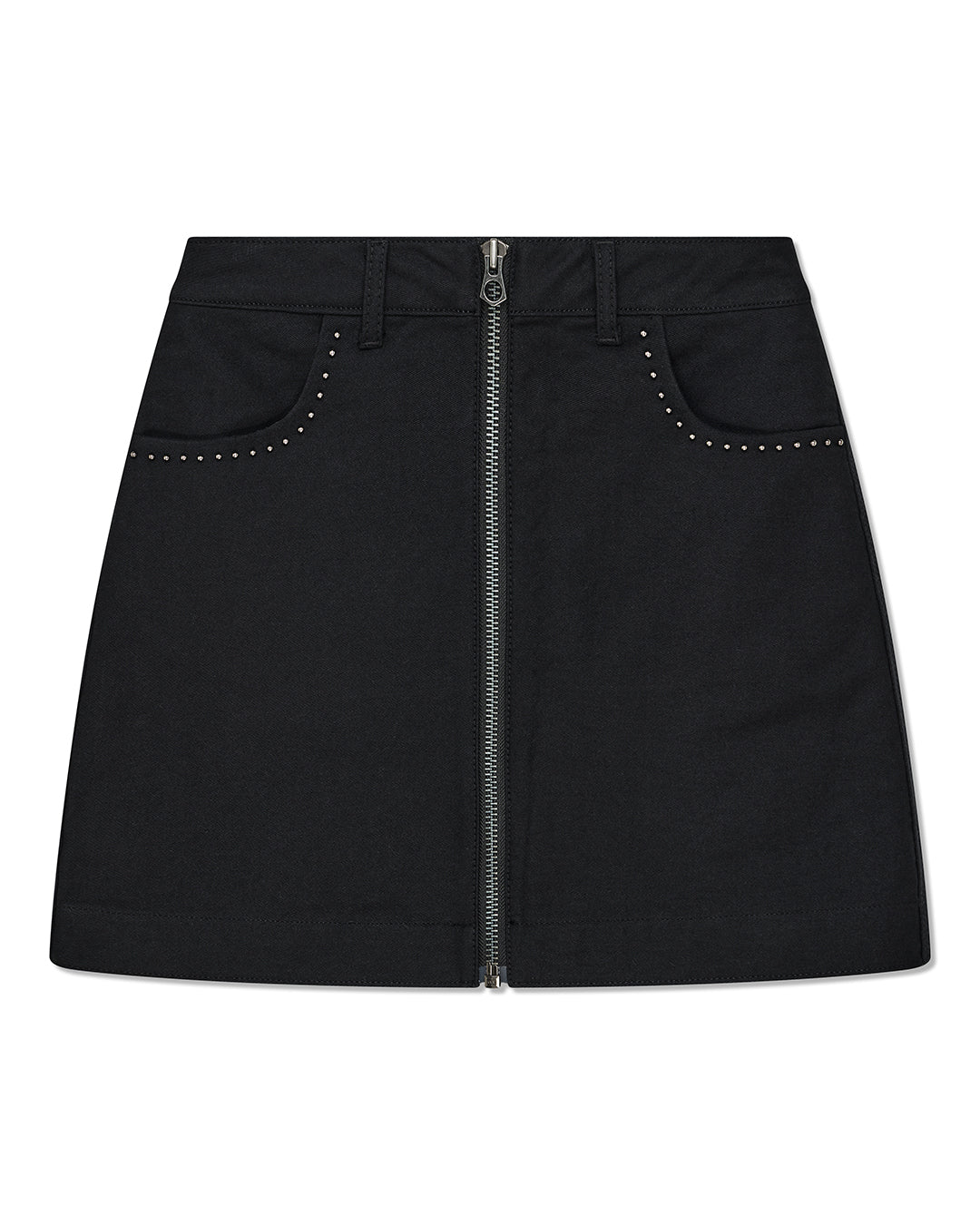 outlaw-zip-mini-skirt-black-rinse-wash|Flatlay