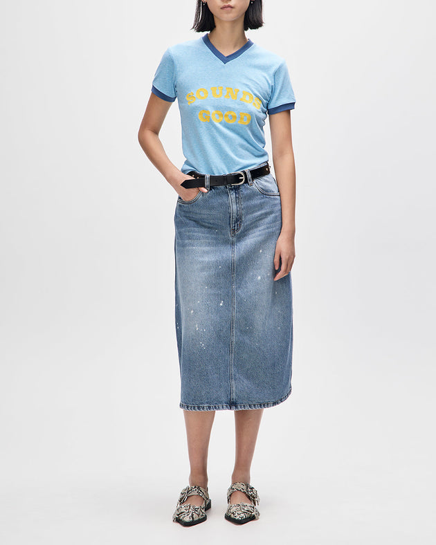 Lyon Midi Denim Skirt