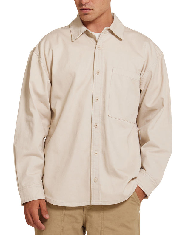 Frizell Twill Shirt - Dirty White|Model