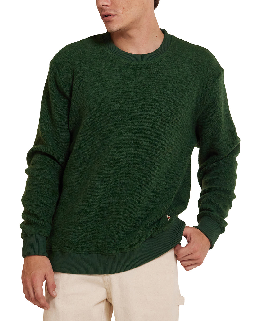 Reo Textured Fleece - Forest Green|Model