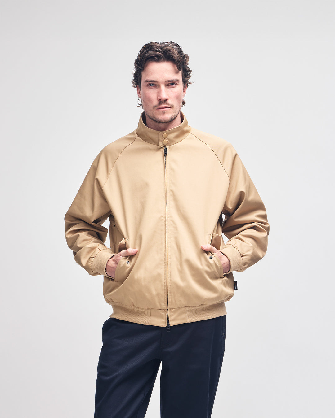 mini-harrington-jacket-tan|Model