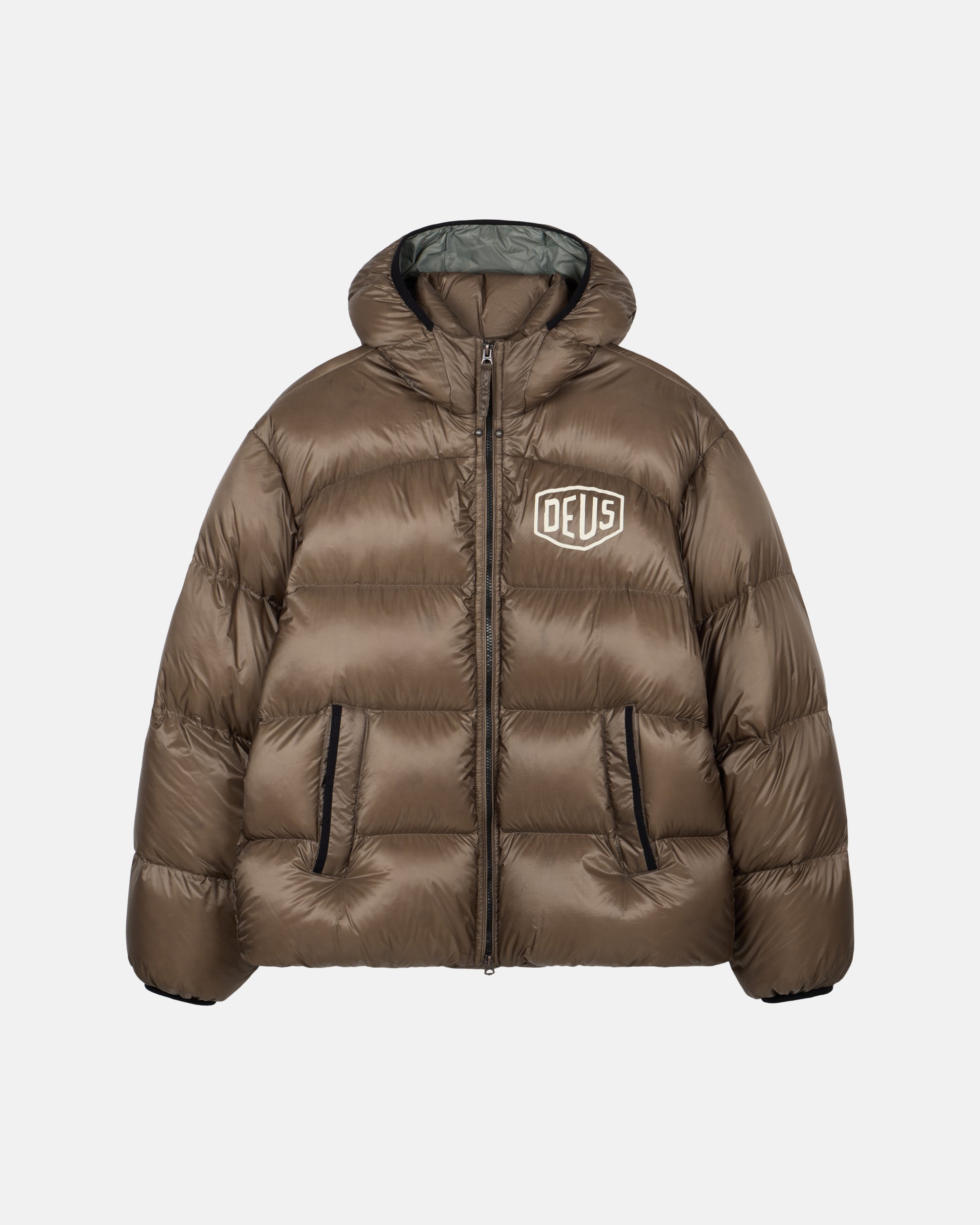 Deus Shield Hoodie Down Jacket Brown