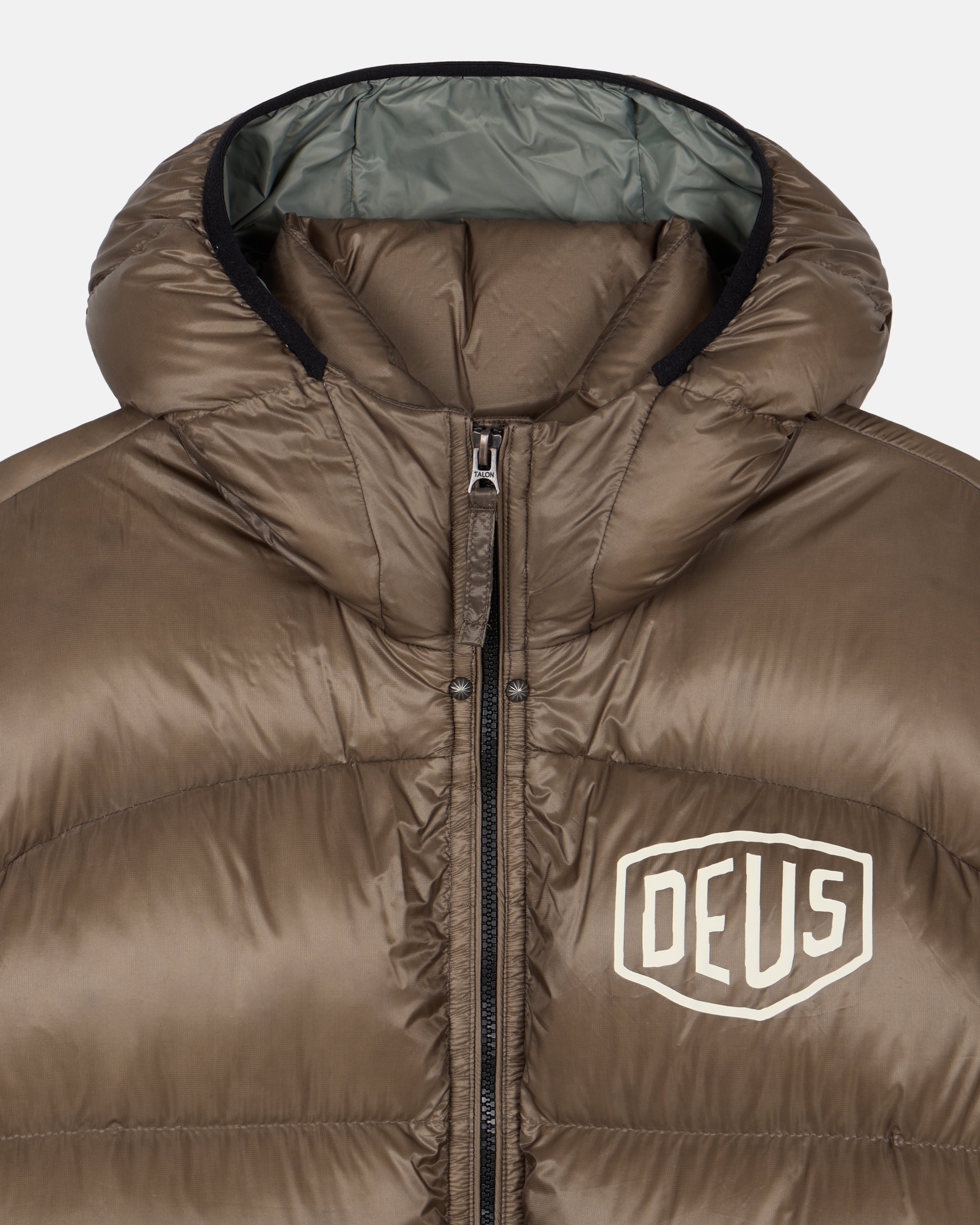 Deus Shield Hoodie Down Jacket Brown