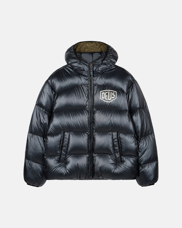 Deus Shield Hoodie Down Jacket Black