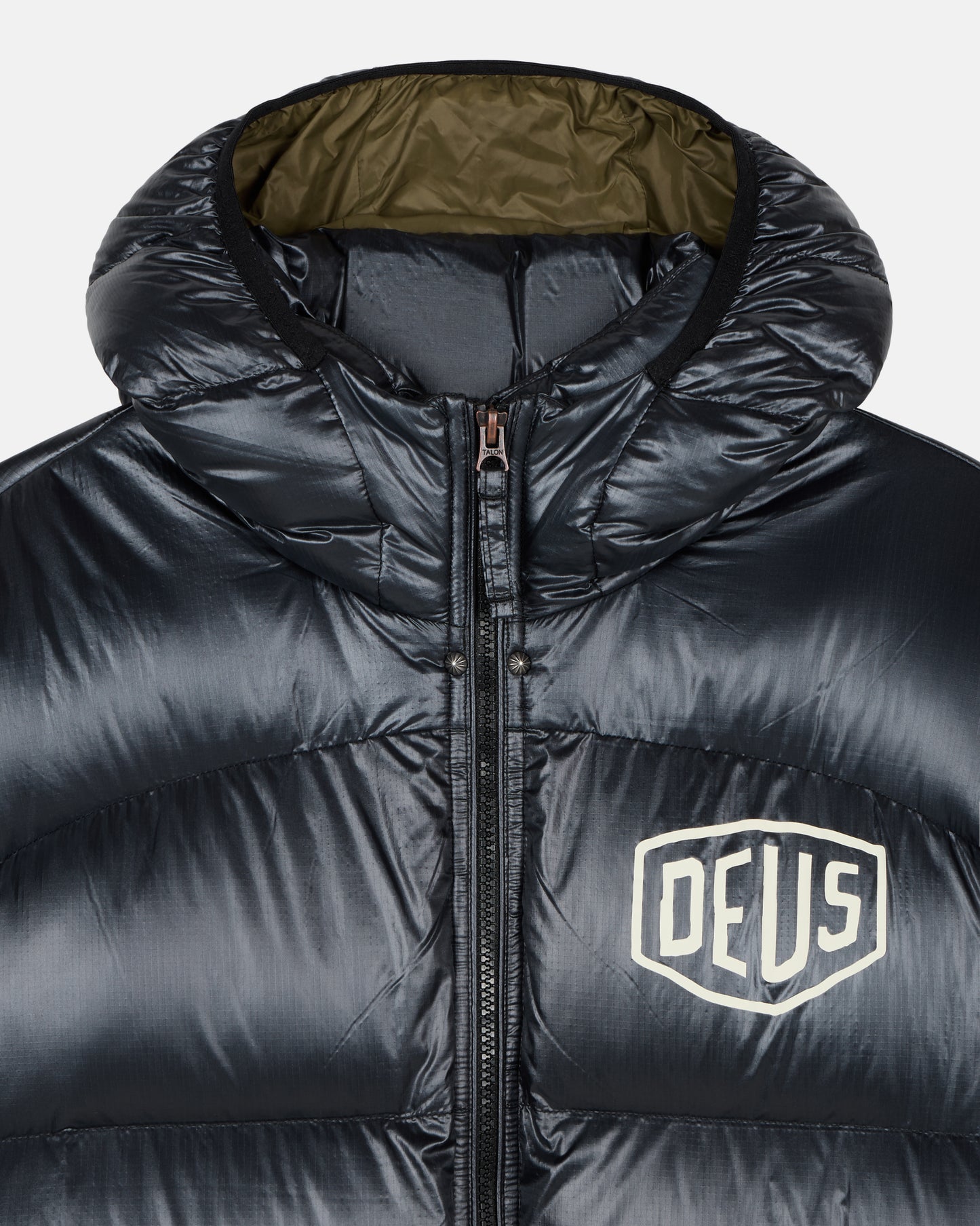 Deus Shield Hoodie Down Jacket Black