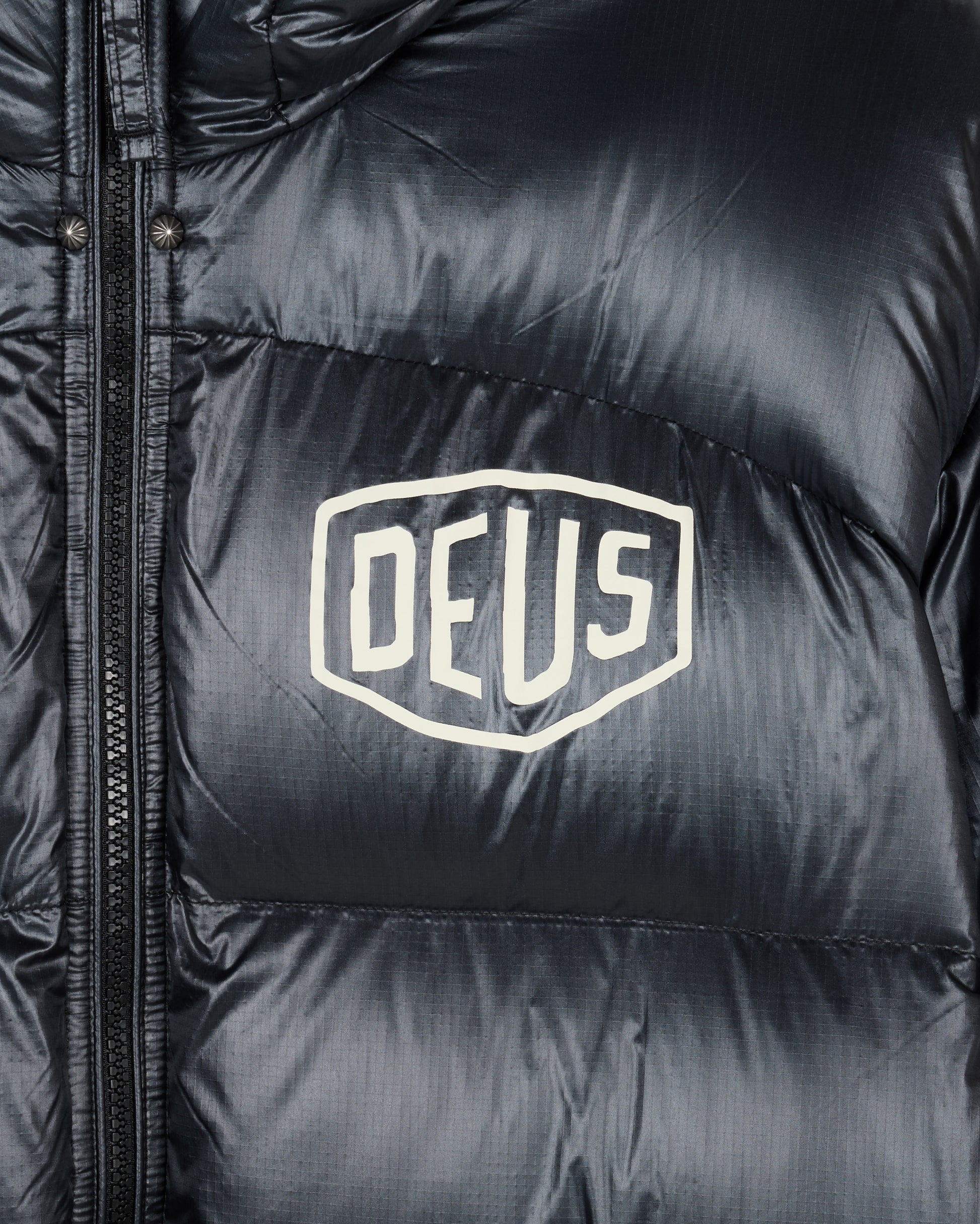 Deus Shield Hoodie Down Jacket Black