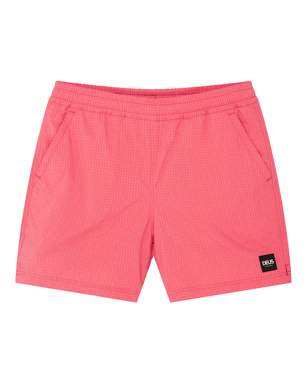 D261MBS511-ServiceSwimShort-MelonRed|Flatlay