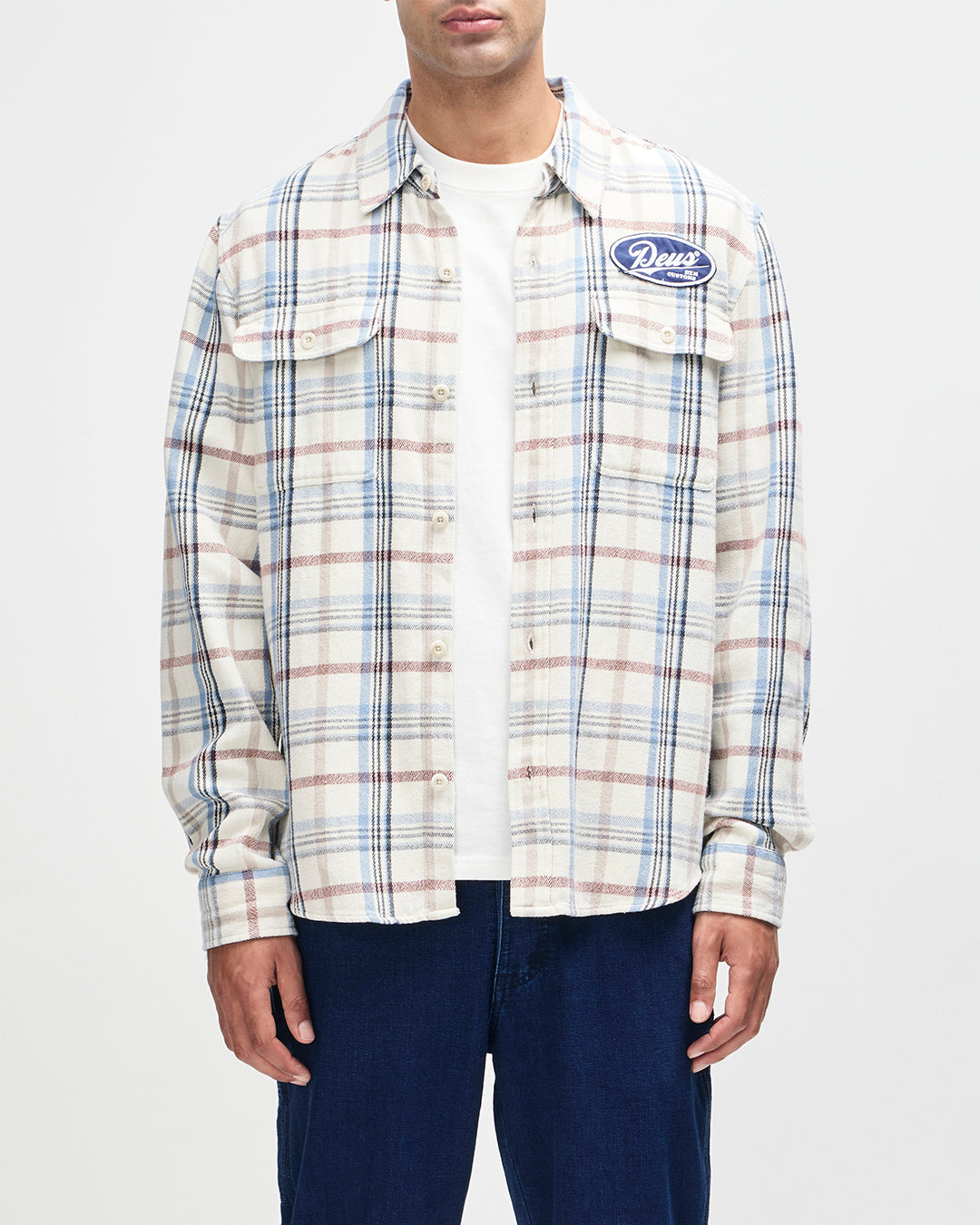 D261MSH304-VacayCheckShirt-Natural|Model