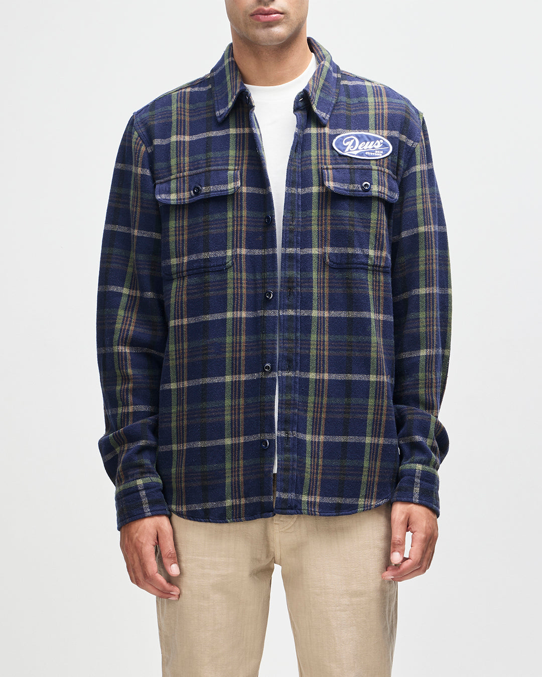 D261MSH304-VacayCheckShirt-Navy|Model