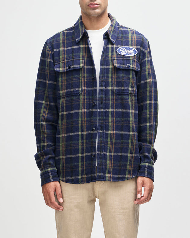 D261MSH304-VacayCheckShirt-Navy|Model