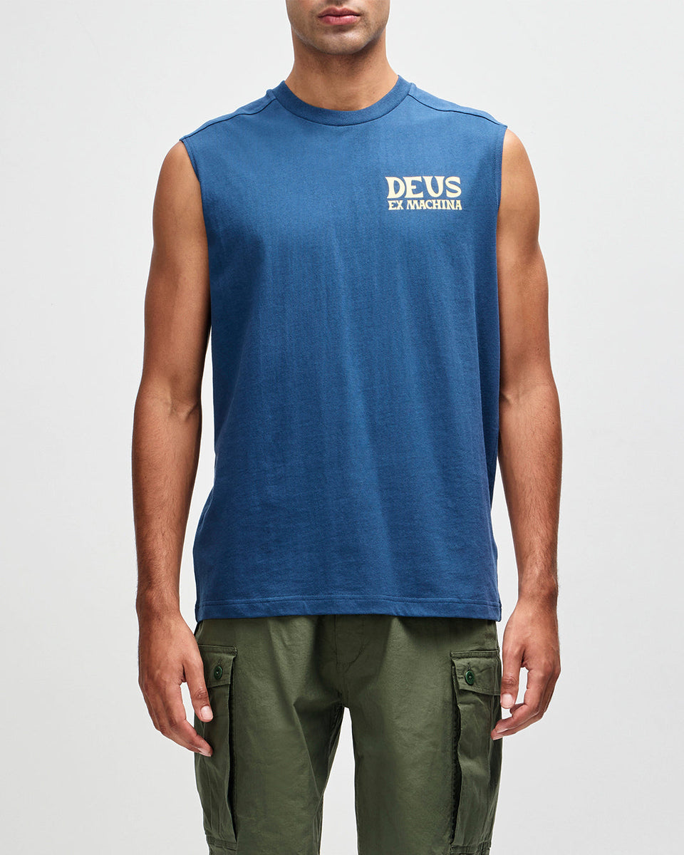 Muscle Tops | Deus Ex Machina | Chinook Muscle - Mechanic Blue – (UK ...