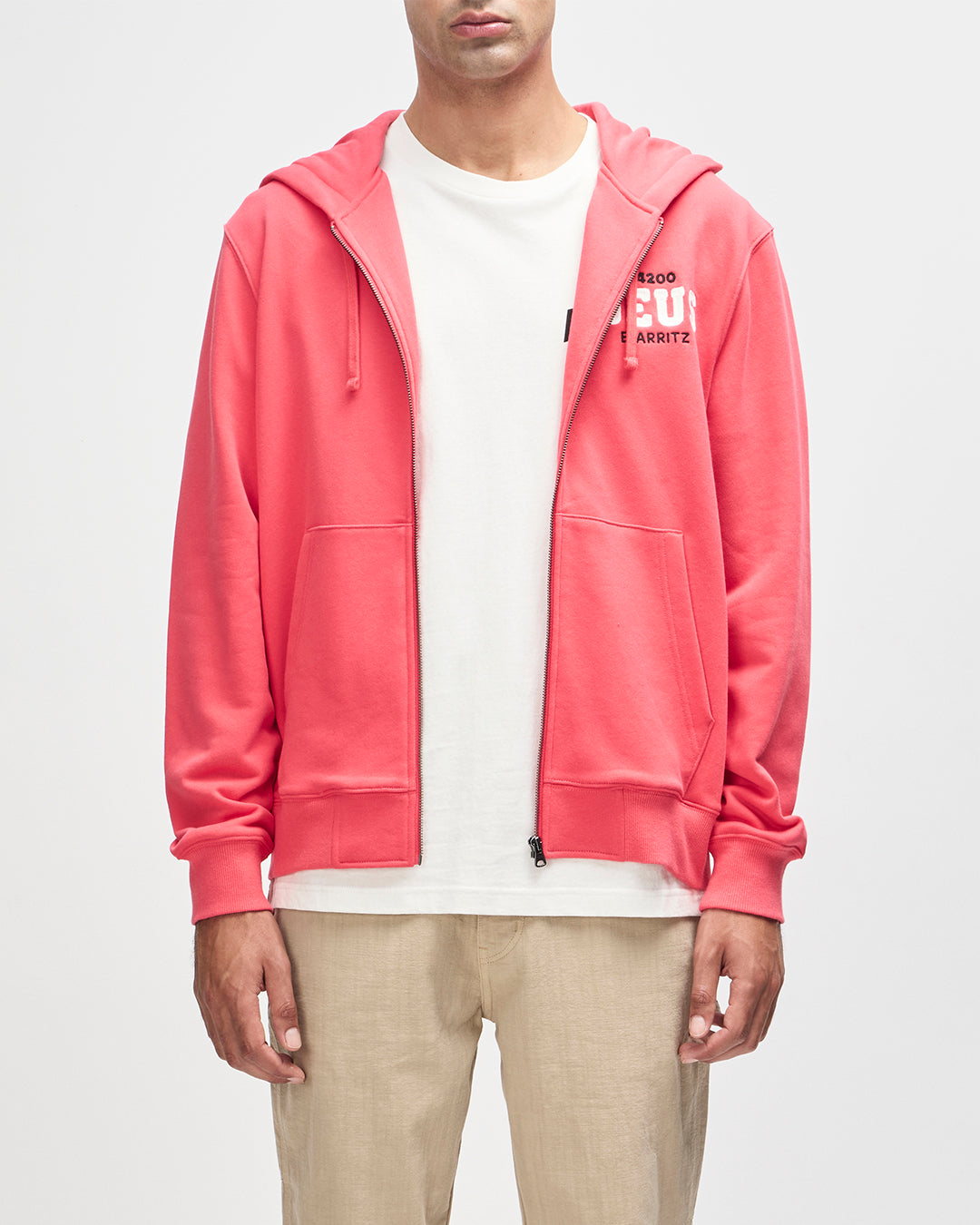 D261MZH329-BuckUpZipHoodie-Melon|Model