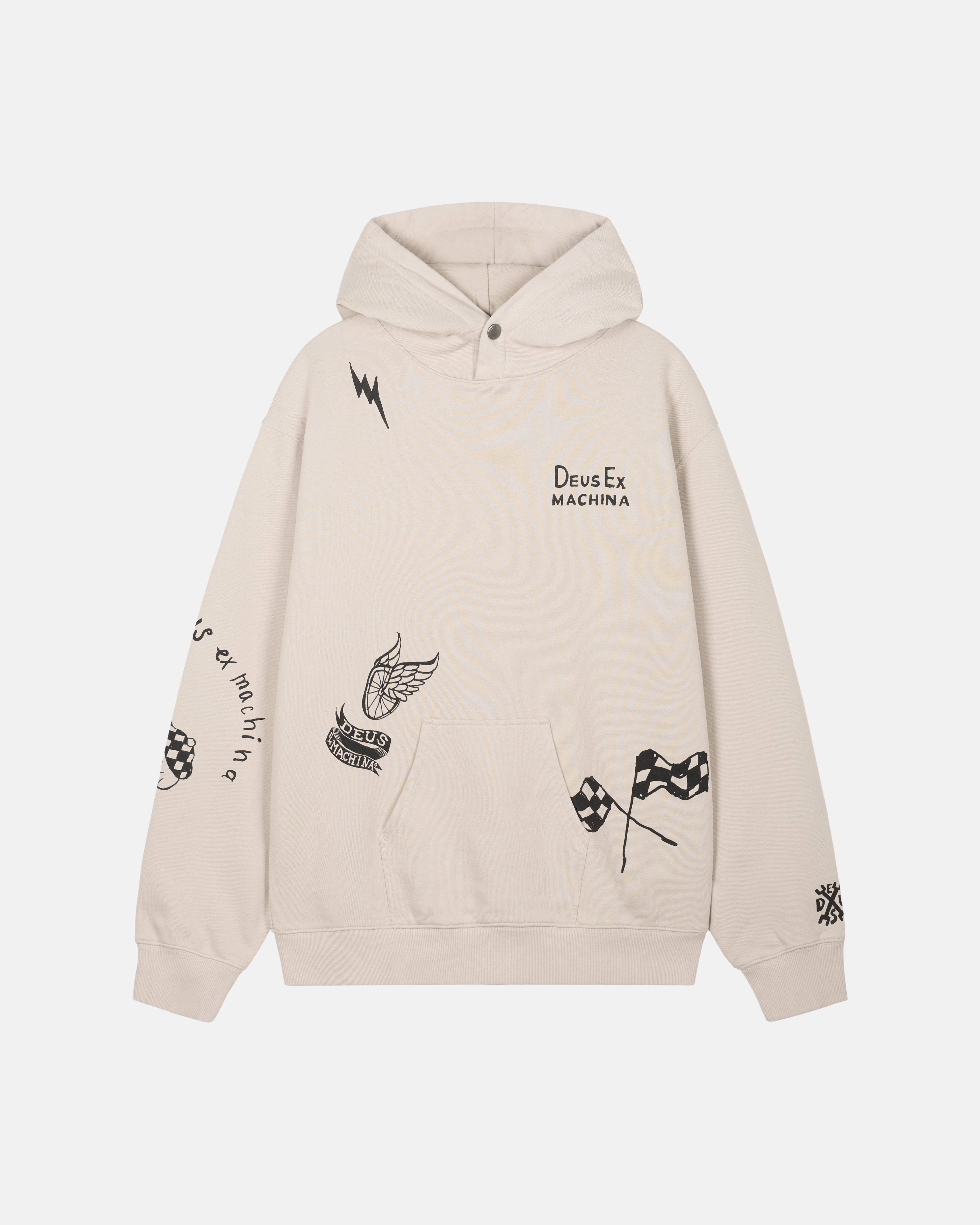 R13 フーディー SKETCH OVERSIZED HOODIE ECRU Sweaters | Deus Ex Machina | Doodle Dyed Hoodie - Ecru – (UK) Deus