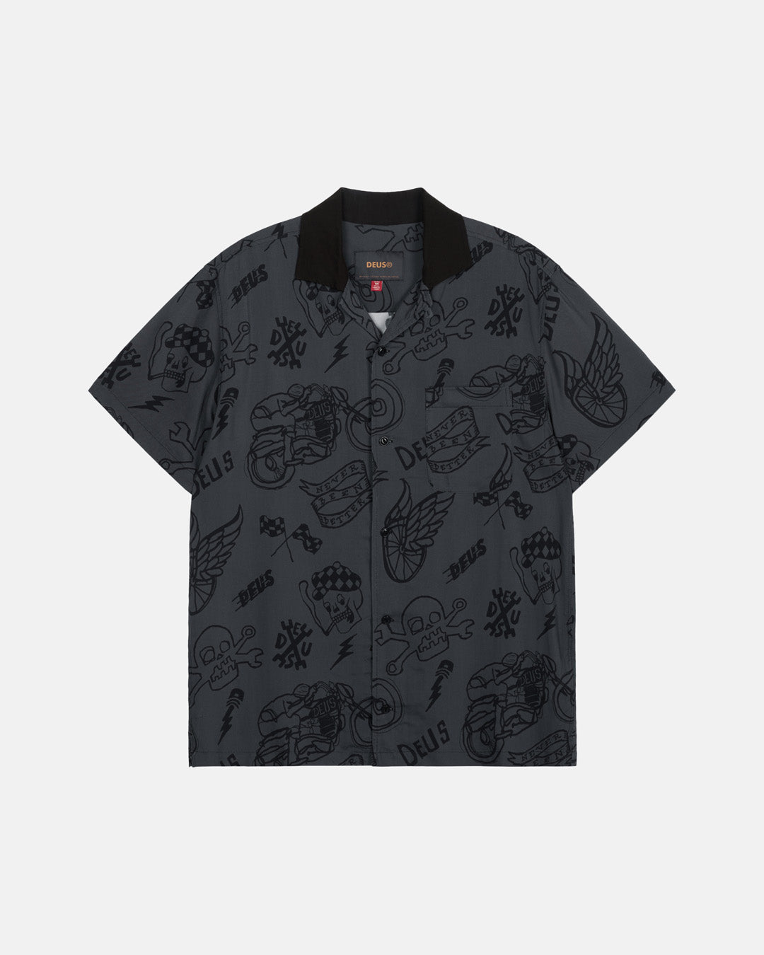 D261USH220 Doodle SS Shirt- Black|Flatlay