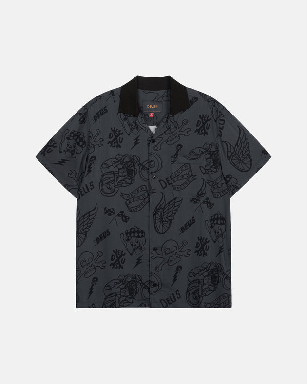 D261USH220 Doodle SS Shirt- Black|Flatlay