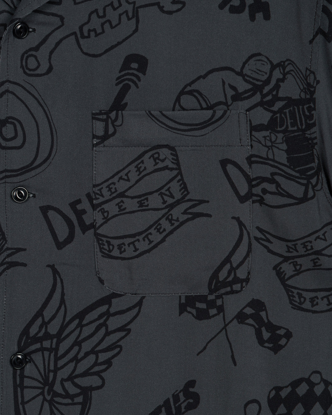 D261USH220 Doodle SS Shirt- Black|Flatlay