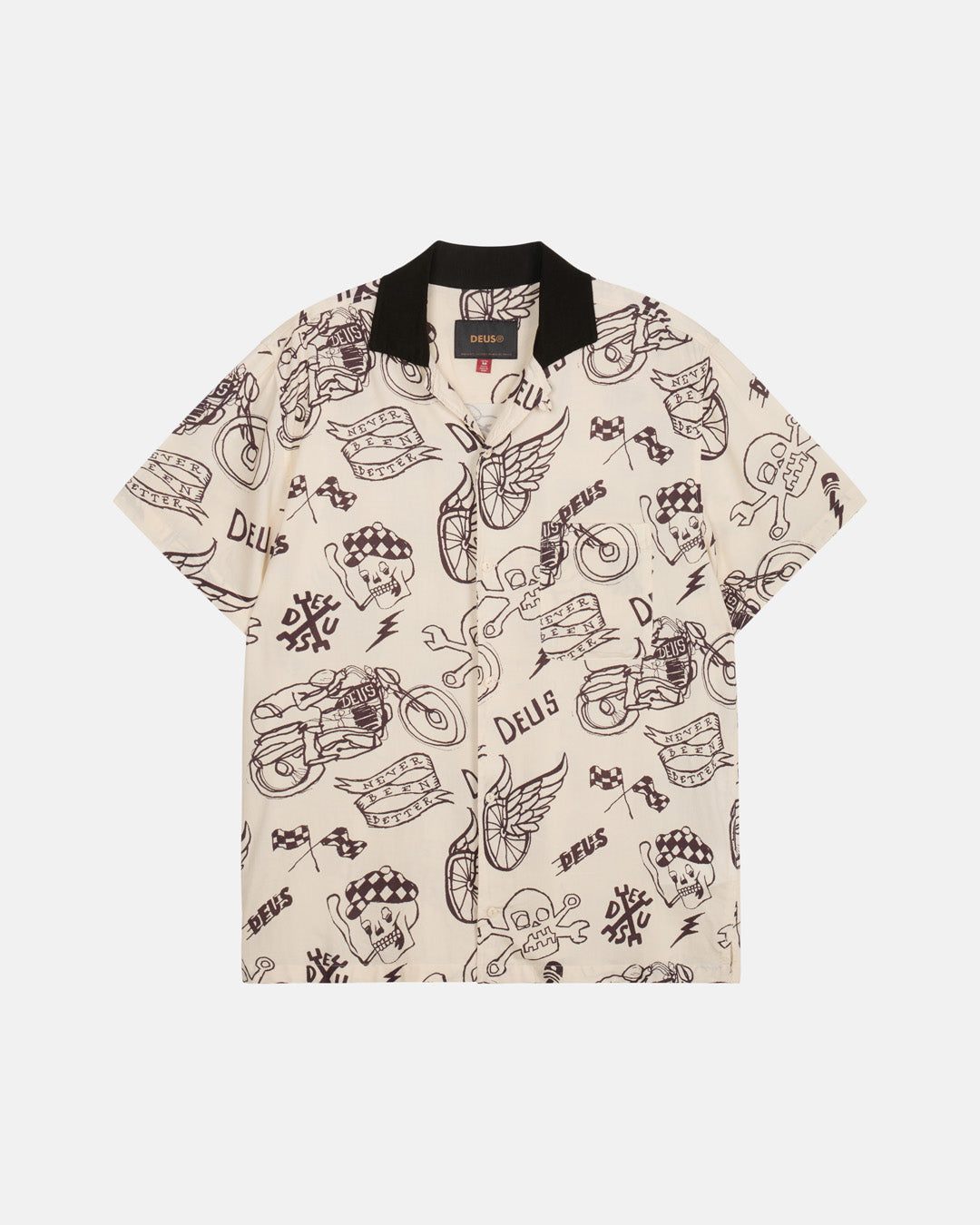 D261USH220 Doodle SS Shirt- Ivory|Flatlay