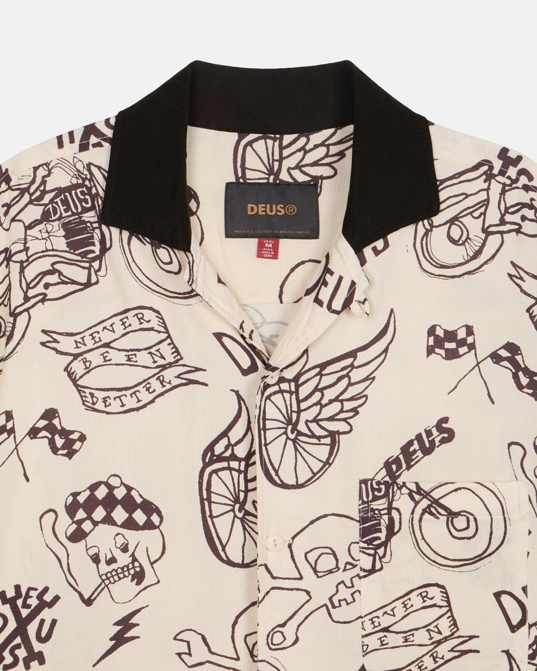 D261USH220 Doodle SS Shirt- Ivory|Flatlay