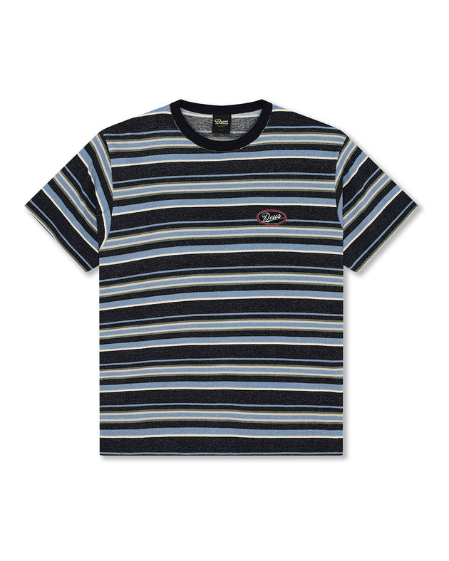 D262UTS230-Forecourt-Stripe-Tee-Navy|Flatlay