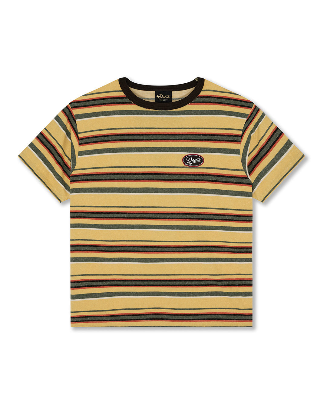 D262UTS230-Forecourt-Stripe-Tee-Yellow|Flatlay