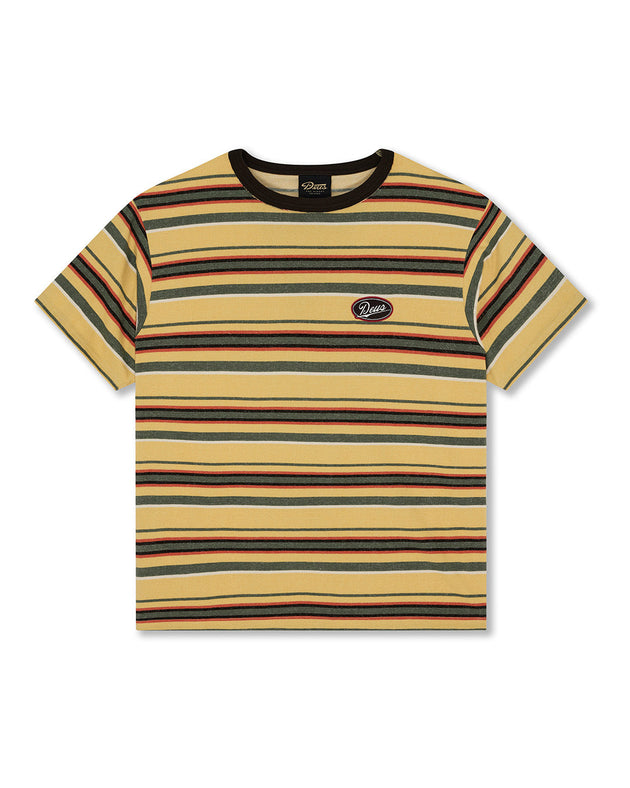 D262UTS230-Forecourt-Stripe-Tee-Yellow|Flatlay
