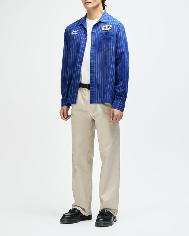Forecourt Stripe Shirt - Mechanic Blue
