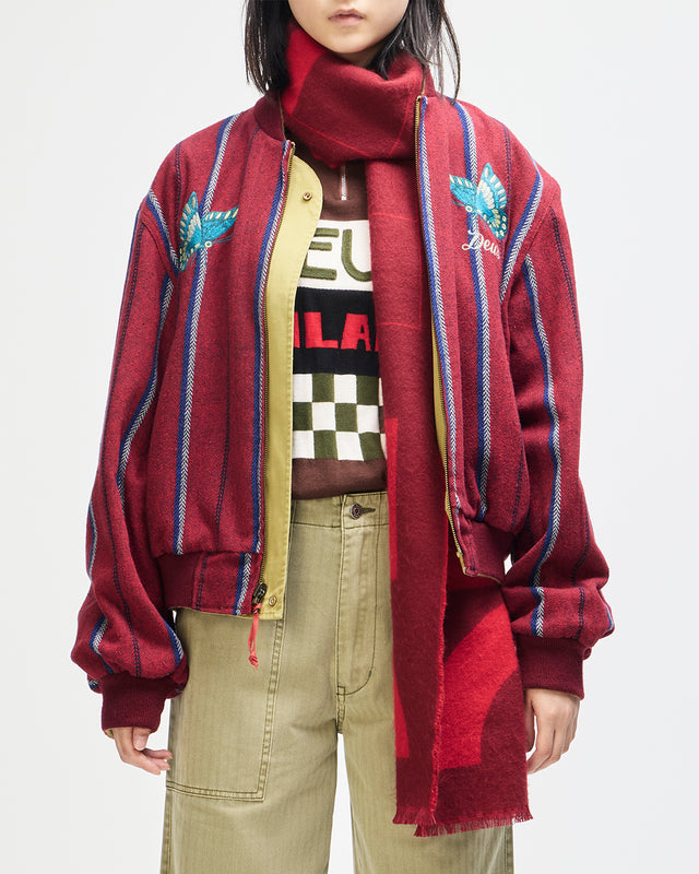 Pendula Reversible Jacket - Willow Green-Blanket Red