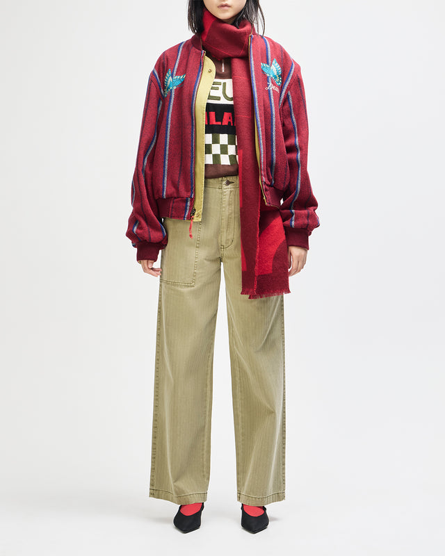 Pendula Reversible Jacket - Willow Green-Blanket Red