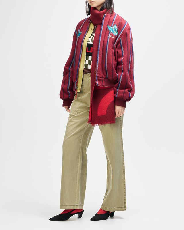 Pendula Reversible Jacket - Willow Green-Blanket Red