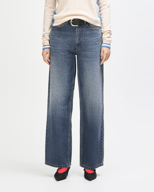 Drift Line Wide Jean - Mid Indigo
