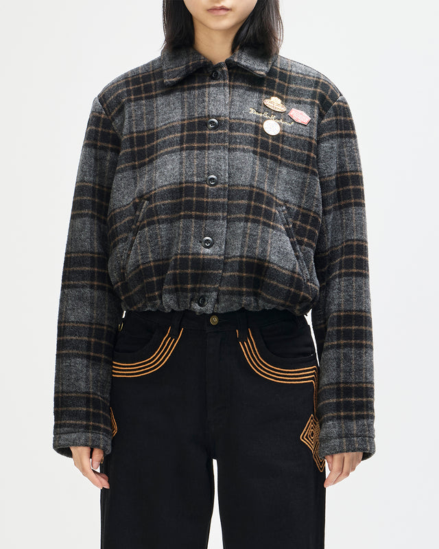 Lost World Wool Blend Bomber - Phantom Grey Check