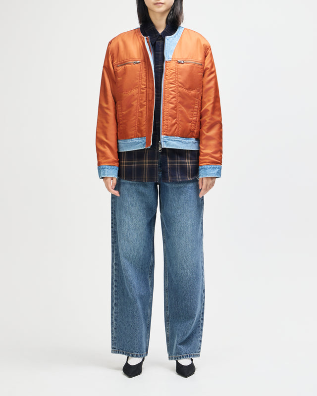 Br 163 Reversible Denim Jacket - Indigo-Rust