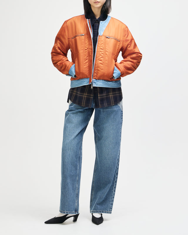 Br 163 Reversible Denim Jacket - Indigo-Rust