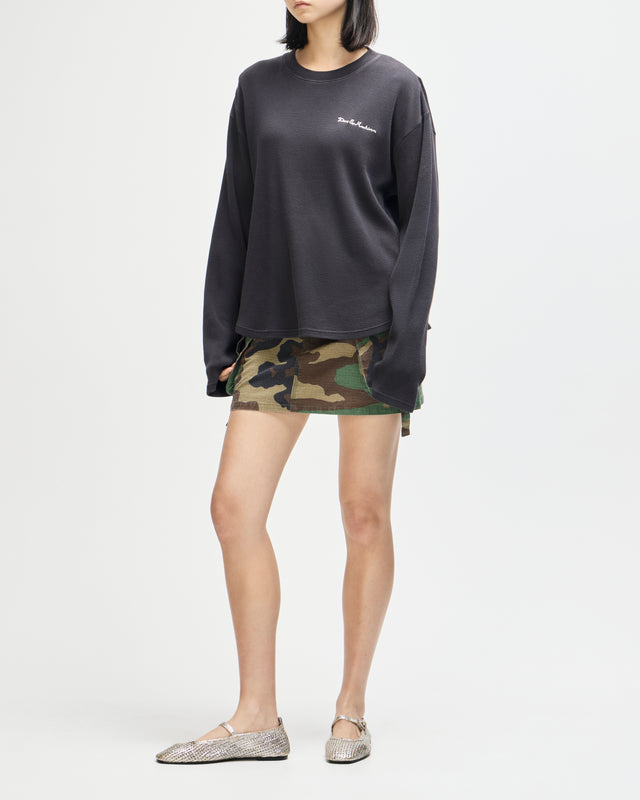 Washed Waffle LS Top - Anthracite Grey