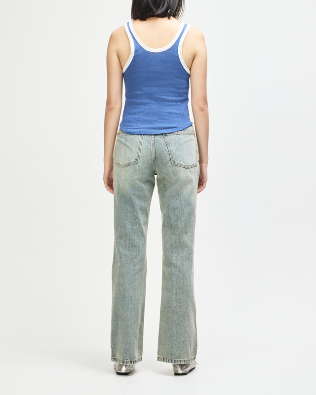 June Pointelle Shield Tank - Pageant Blue