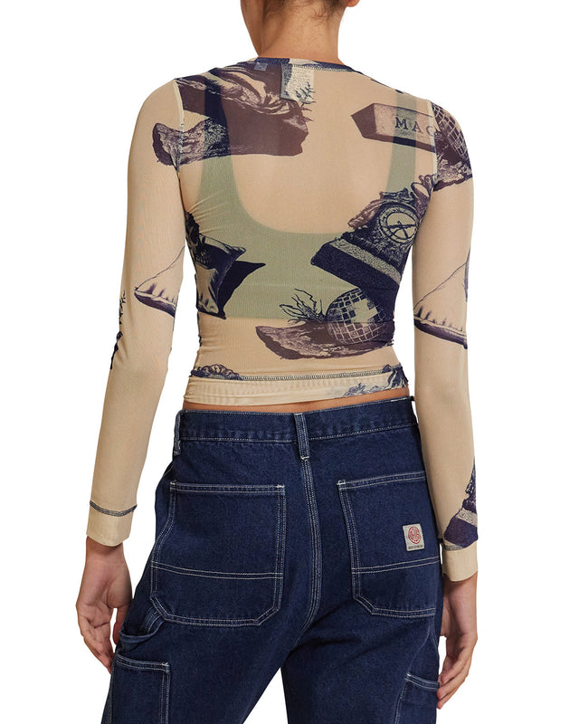5-7-5 Mesh Ls Top - Indigo