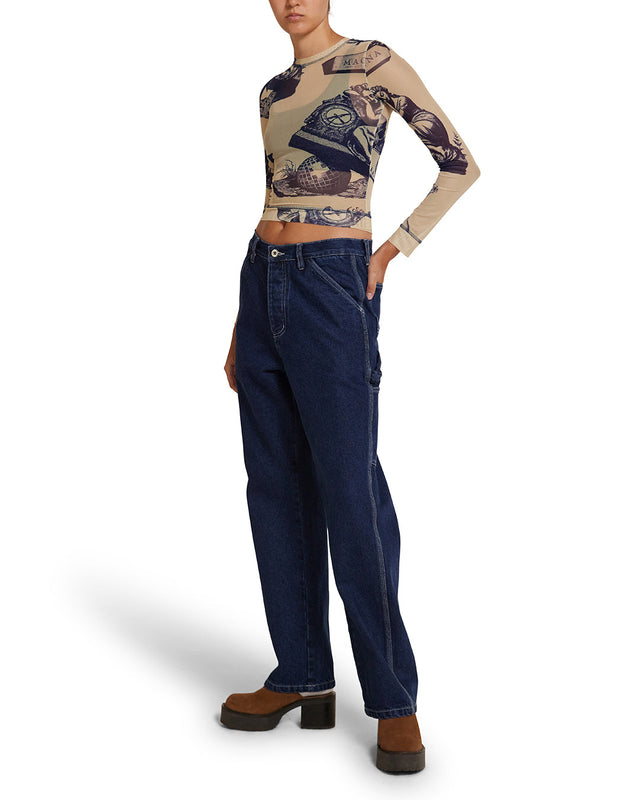 5-7-5 Mesh Ls Top - Indigo
