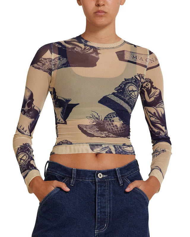5-7-5 Mesh Ls Top - Indigo
