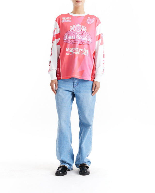 Thunder Long Sleeve Moto Top - Cherry