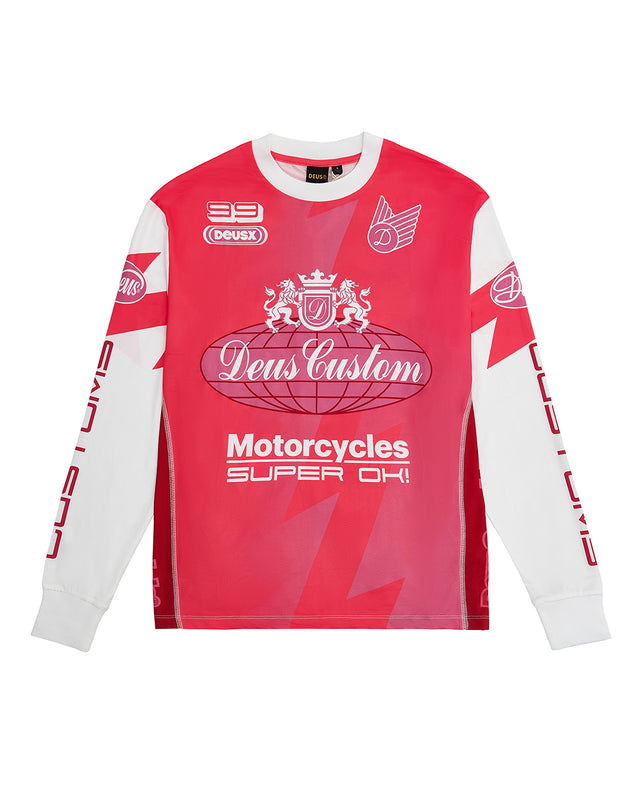 Thunder Long Sleeve Moto Top - Cherry