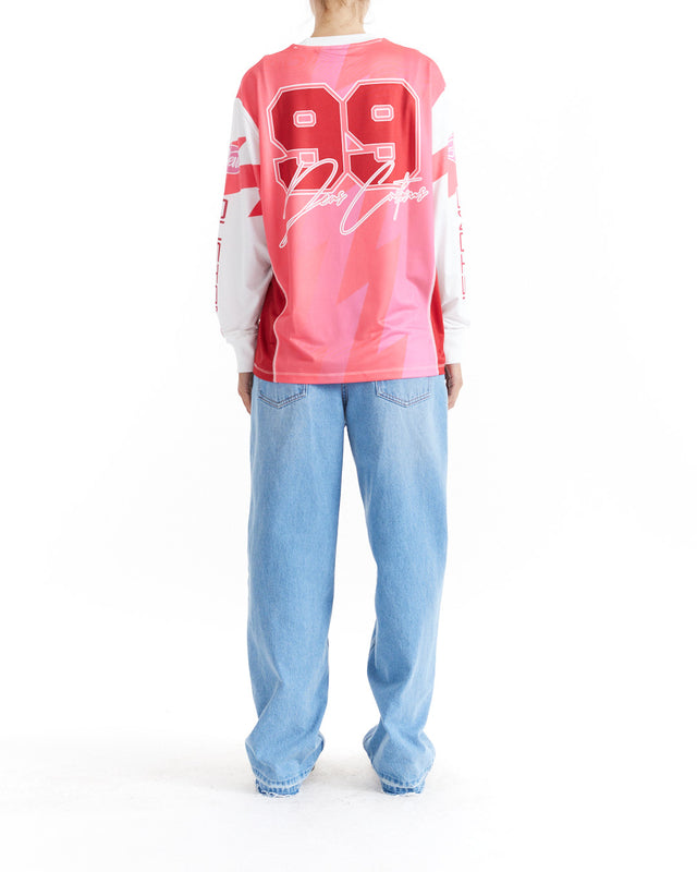 Thunder Long Sleeve Moto Top - Cherry