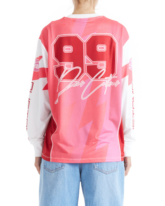 Thunder Long Sleeve Moto Top - Cherry