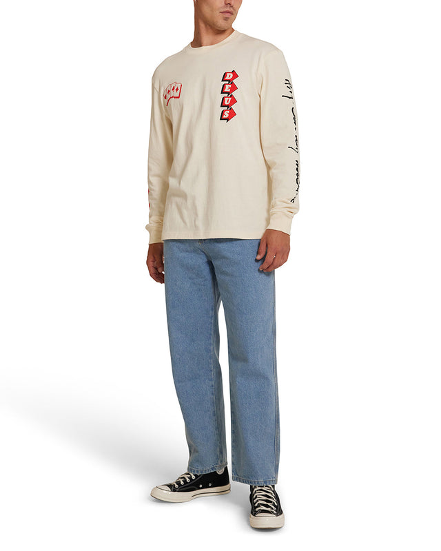 Way Off Ls Tee - Dirty White