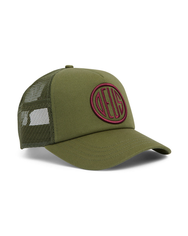 pill logo trucker pine