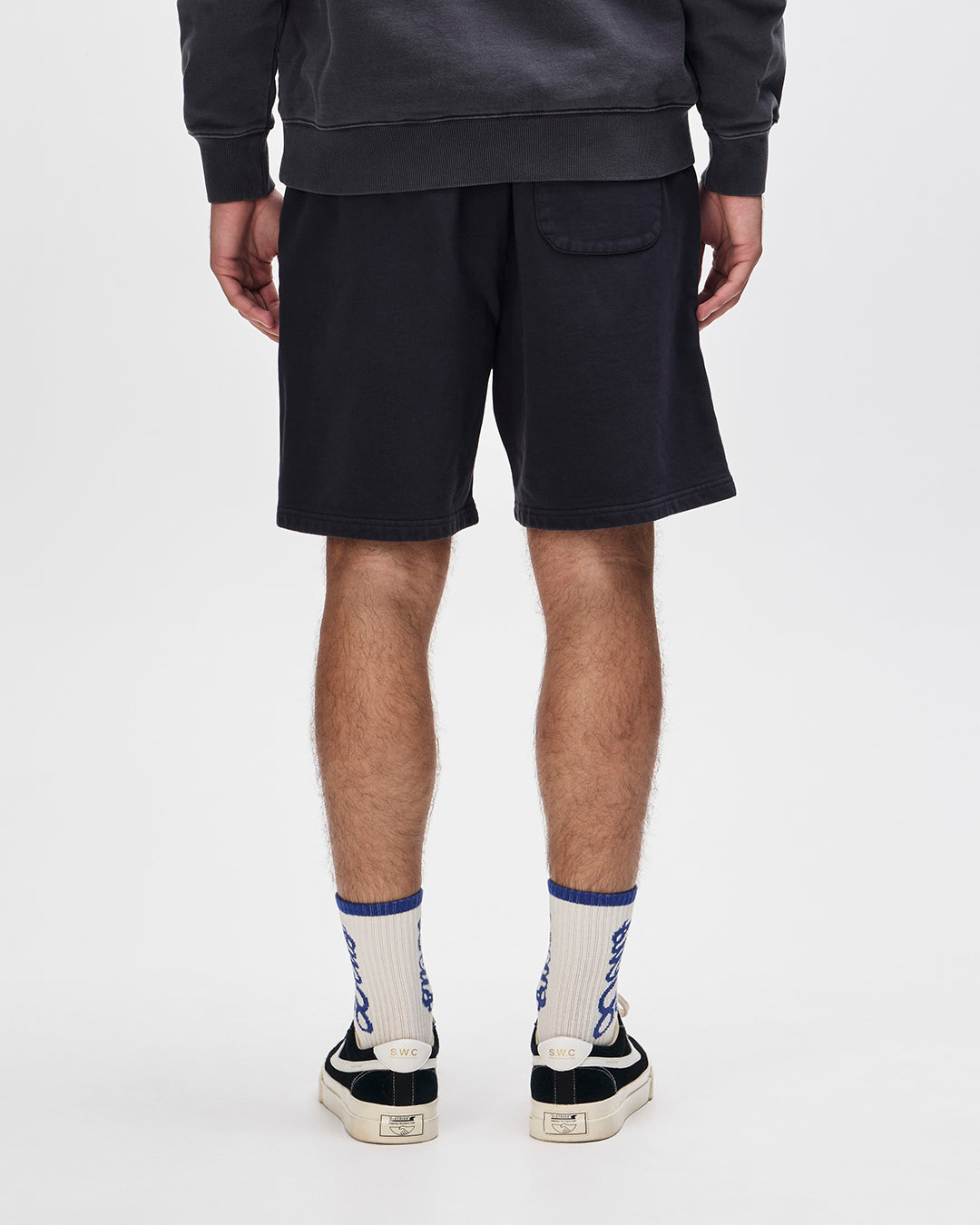 shield-garment-dyed-track-short-black|Model