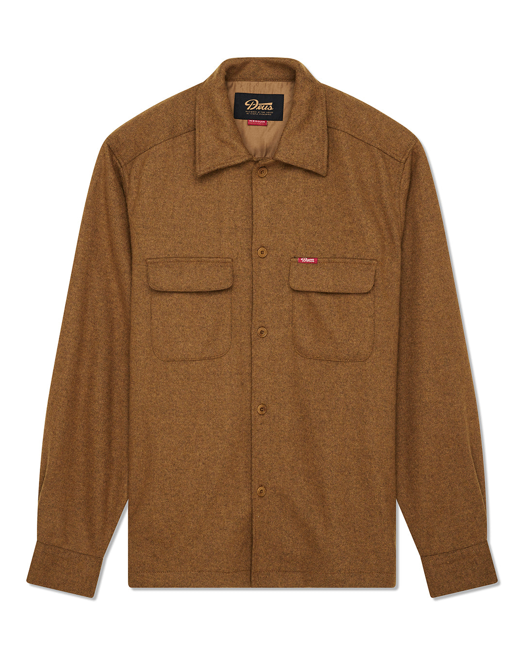 clayton-wool-shirt-bronze-brown|Flatlay