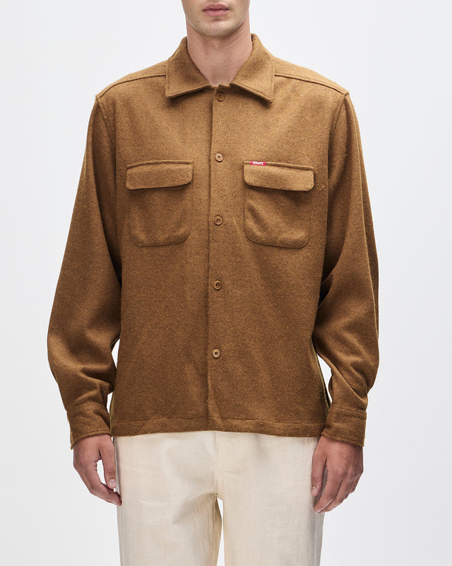 Clayton Wool Shirt - Bronze Brown