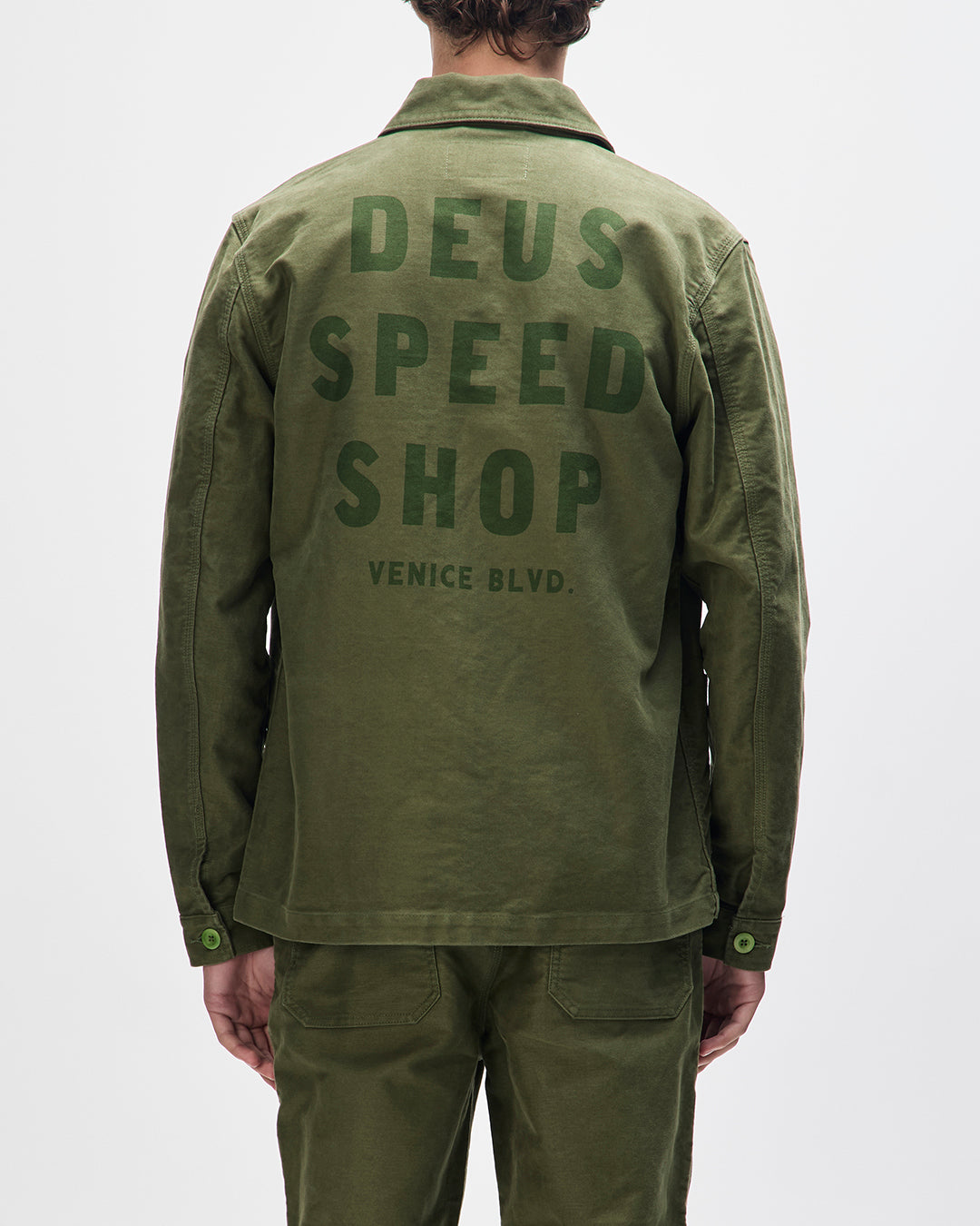 speedshop-chore-jacket-cypress-green|Model