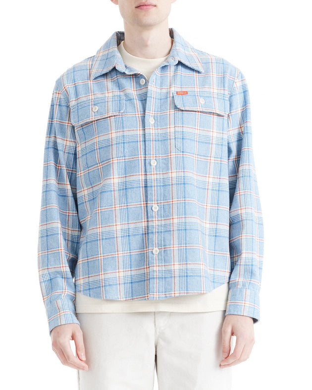vacay-check-shirt-sky-blue|Model