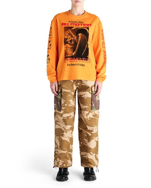 Dancing Ghost Long Sleeve Tee - Persimmon Orange